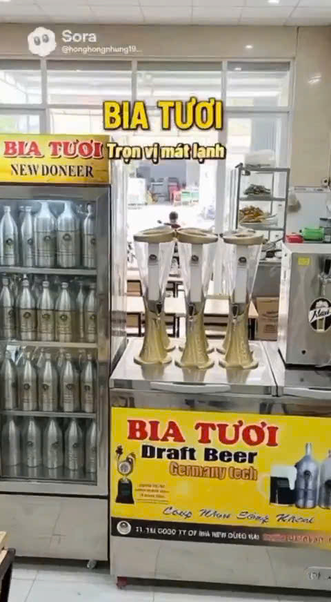 Quán bia tươi sử dụng keg inox và vòi rót trực tiếp