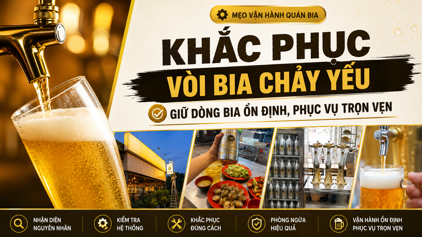 Phân biệt bia rót chậm với hiện tượng bia tươi ra quá nhiều bọt