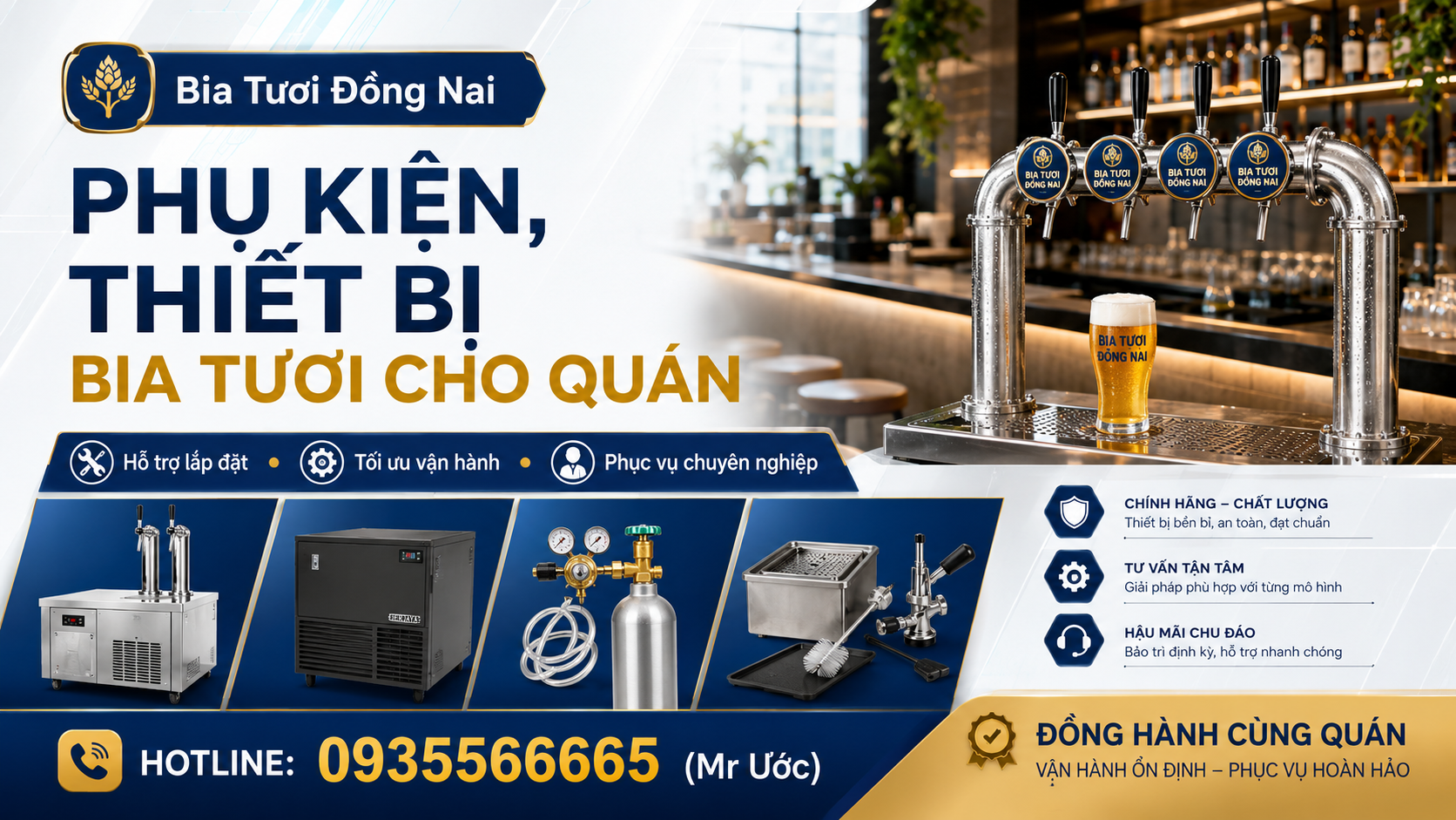 Khảo sát vị trí trụ bia và đường ống trước khi lắp tại quầy